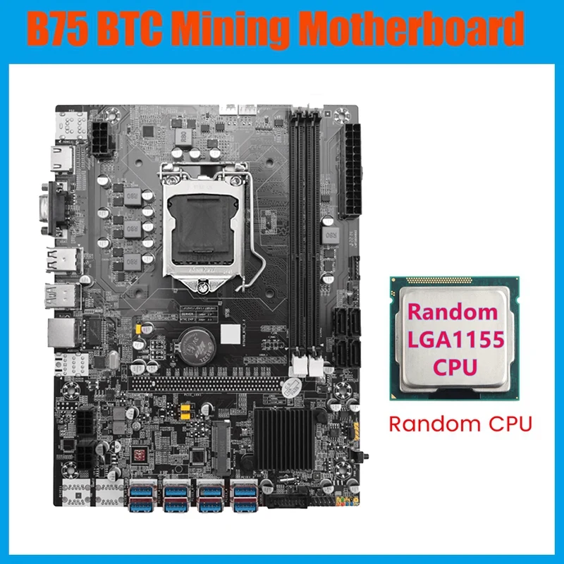 Материнская плата для майнинга B75 8GPU BTC + случайный процессор LGA1155 8xpcie USB адаптер Поддержка 2XDDR3 MSATA B75 USB материнская плата для майнинга