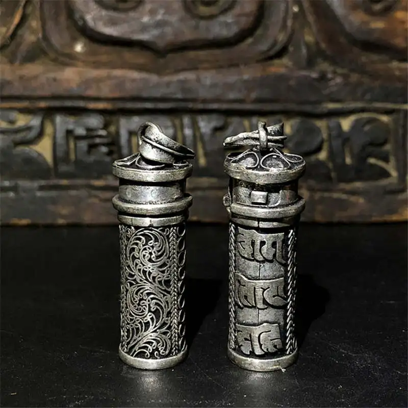 Молитвенная коробка из тибетского марты, медальон с шестью словами, мантры, амулет, подвески TGB053