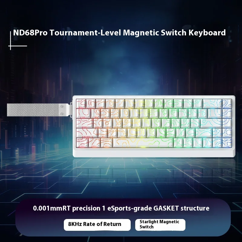 Фото Irok Nd68 Pro Клавиатура с магнитным переключателем 0,001 мм Rt 8k Эргономичная игровая клавиатура Прокладка с возможностью горячей замены и датчиком Холла RGB для клавиатуры №5