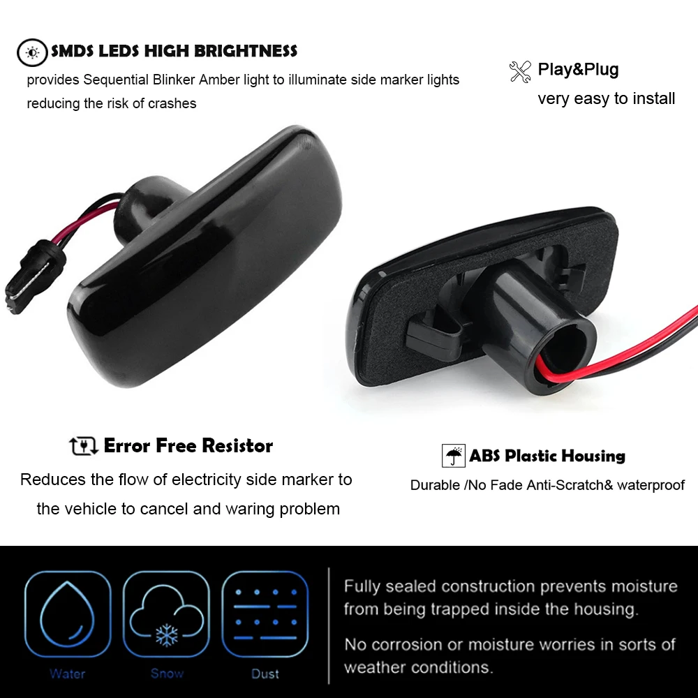 Фото 2x повторяющиеся светодиодные боковые габаритные огни для Jeep Compass Commander Patriot Liberty Grand Cherokee Chrysler 200 300 Sebring Town №5