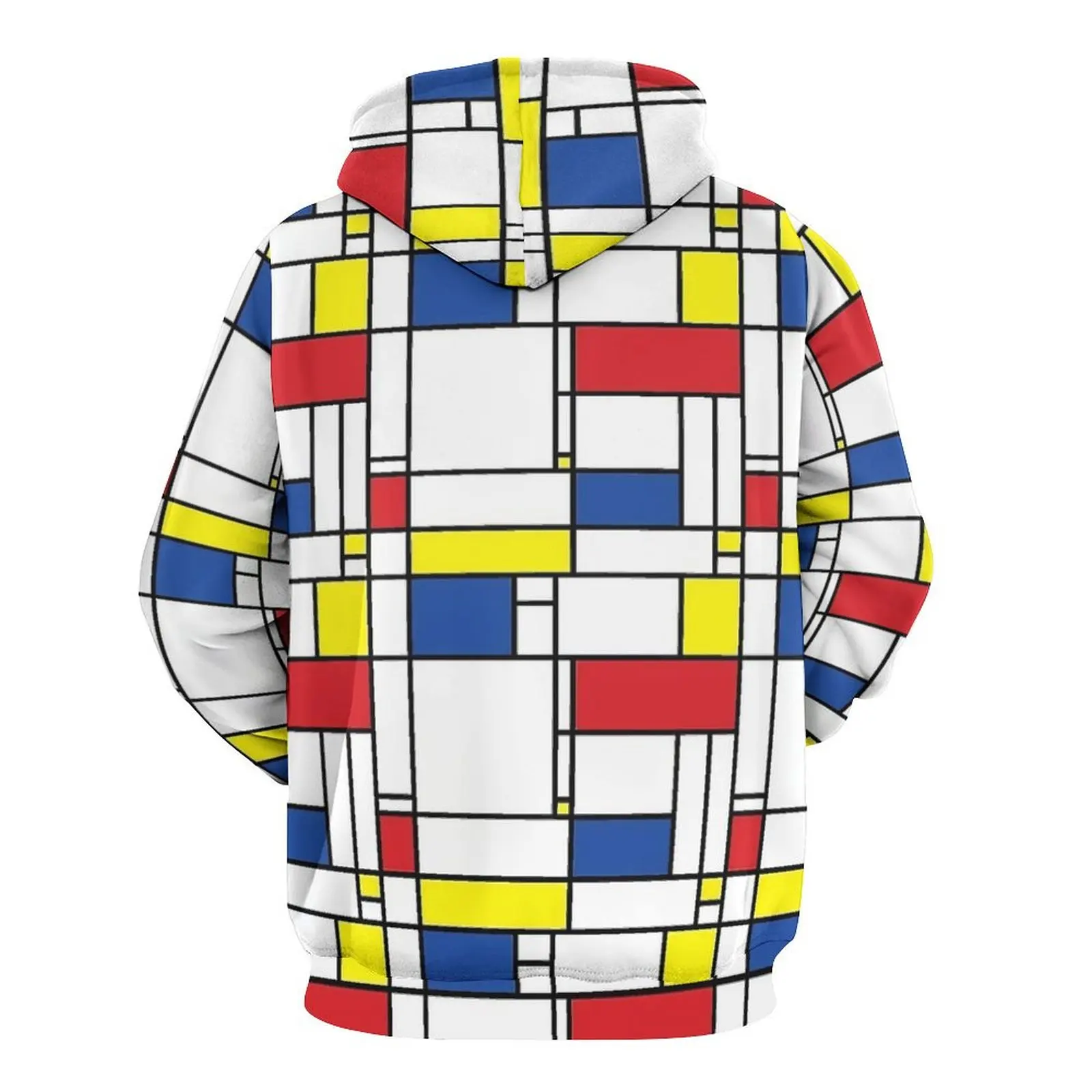 Фото Толстовки с принтом Mondrian с длинными рукавами De Stijl, современное искусство, элегантный повседневный пуловер, толстовка с капюшоном, зимняя мода, свободные толстовки большого размера №3
