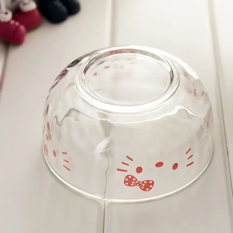 Милая прозрачная миска из мультфильма Hellokitty в стиле Ins, столовые приборы для завтрака и овсянки, столовые приборы в стиле аниме, для детей (art.: 3920c0c79f90d) - 3920c0c79f90d