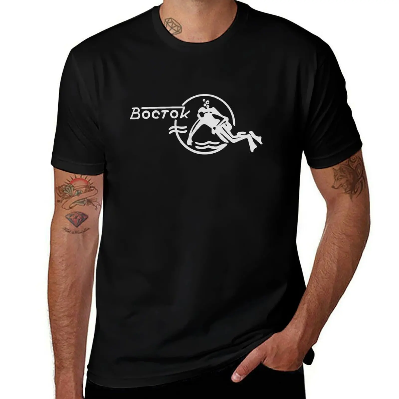 Футболка Vostok Scuba Dude, футболки для мужчин, забавные футболки с рисунком для мужчин, хлопковая забавная футболка