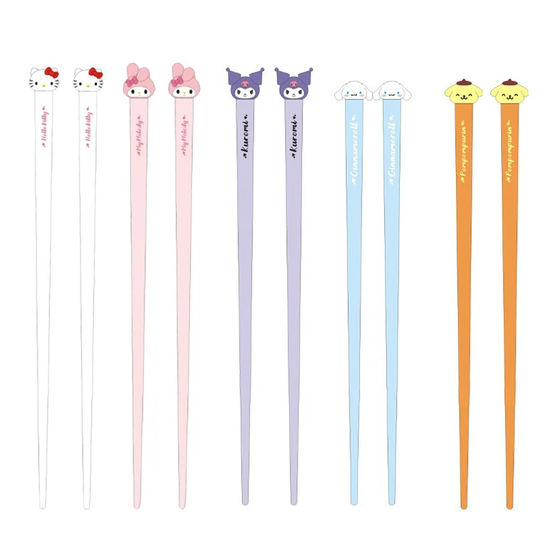 Милые портативные палочки для еды Hello Kitty Sanrio Kuromi Cinnamoroll, палочки для еды с героями мультфильмов, милая детская посуда, кухонные принадлежности, подарок