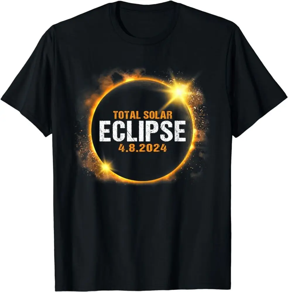Потрясающая астрономическая женская футболка с солнечной батареей Eclipse 8 апреля 2024 года, футболка унисекс, летняя Роскошная брендовая футболка большого размера