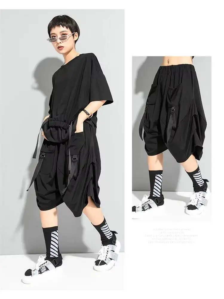 Женские штаны-карго Knickerbockers, летние новые женские индивидуальные модные повседневные свободные штаны с карманами и украшением Брюки и бриджи
