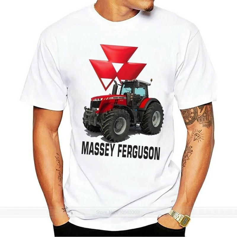 Мужская футболка Massey Ferguson с трактором, белая хлопковая футболка, мужская летняя модная футболка европейского размера