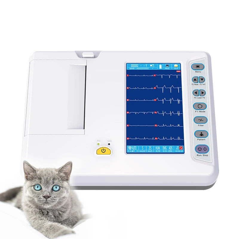 VECG-3306G Шестиканальная машина ЭКГ для животных Электрическая машина для диаграмм Ro-Chain Пластик CE ISO CN; Ветеринарный инструмент SHG Heart