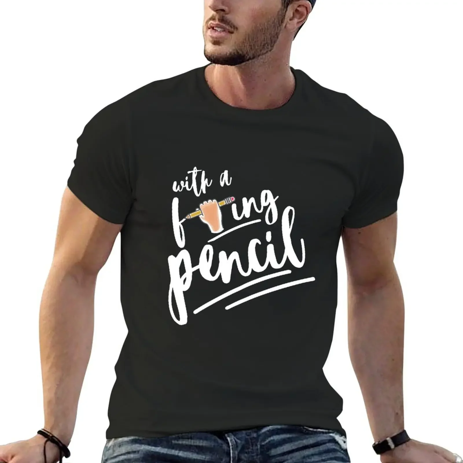 Футболка с F-ing Pencil - John Quotes, летняя рубашка для спортивных болельщиков, незаменимая футболка, футболки в тяжелом весе для мужчин