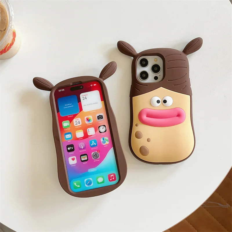 Фото Чехол для телефона для iphone 16, 15, 14, 13, 12, Pro Max, новая корейская INS Squishy Toy Cubic Fun Braid Girl, креативная мягкая защитная задняя крышка №2