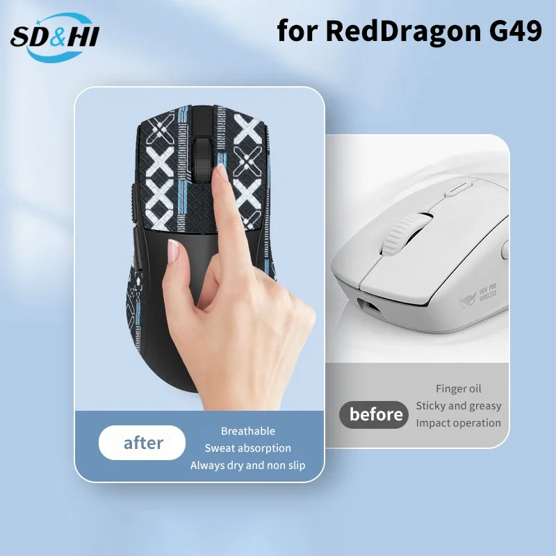Фото Противоскользящая лента для ручки мыши, наклейка на скейт для RedDragon G49, игровая мышь, настольный геймер, нескользящие аксессуары для сосания пота №4