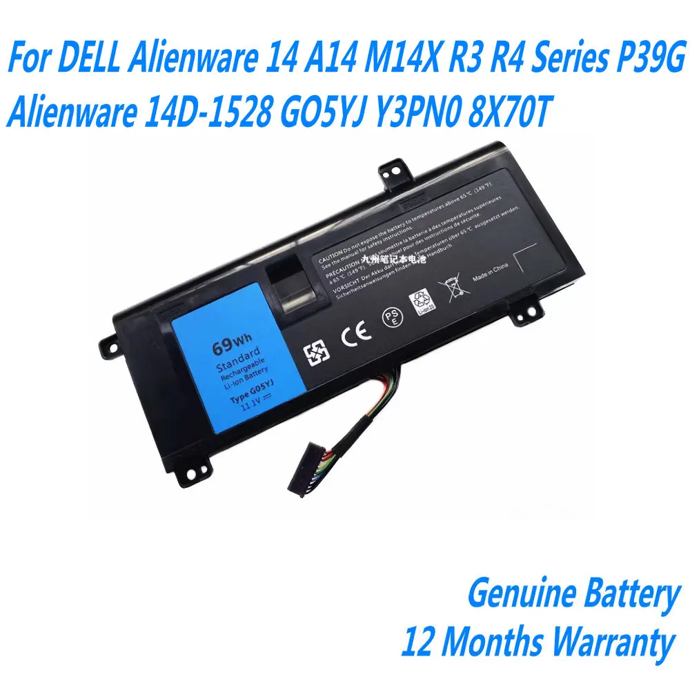 11,1 В 69WH G05YJ Аккумулятор для ноутбука DELL Alienware 14 A14 M14X R3 R4 серии P39G Alienware 14D-1528 GO5YJ Y3PN0 8X70T