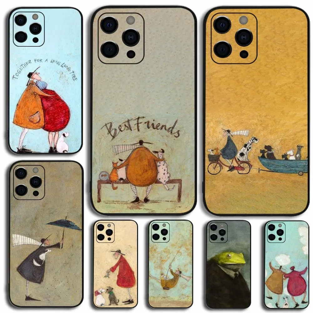 Чехол для телефона Sam Toft Art для Apple iPhone 15,14,13,12,11,Pro,X,XS,Max,XR,Plus,Mini Soft Black Cover