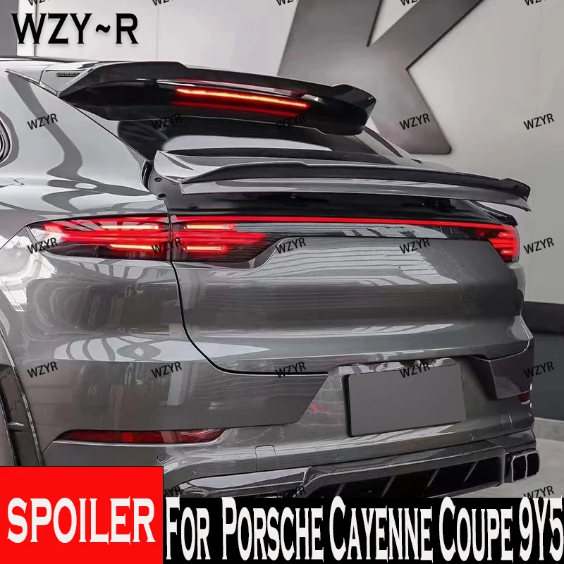 Спойлер для Porsche Cayenne Coupe 9Y5 2019 2020-2023, спойлер из настоящего углеродного волокна, высокое качество, сплиттер для губ багажника на заднее крыло