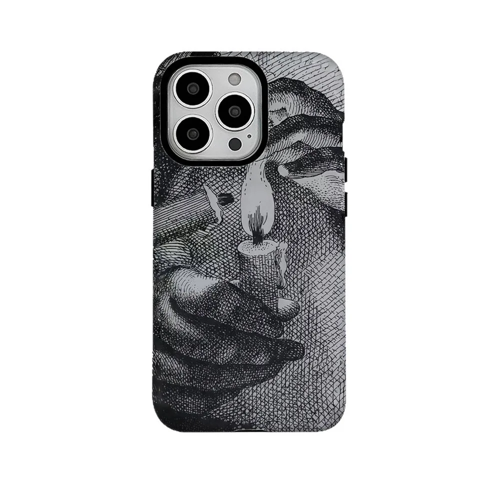 Ins Grey Pencil Design Candle Case для IPHONE 17 16ProMax 15 14 13 12 11 PRO Plus Акриловый ТПУ Два в одном Магнитные чехлы для телефонов