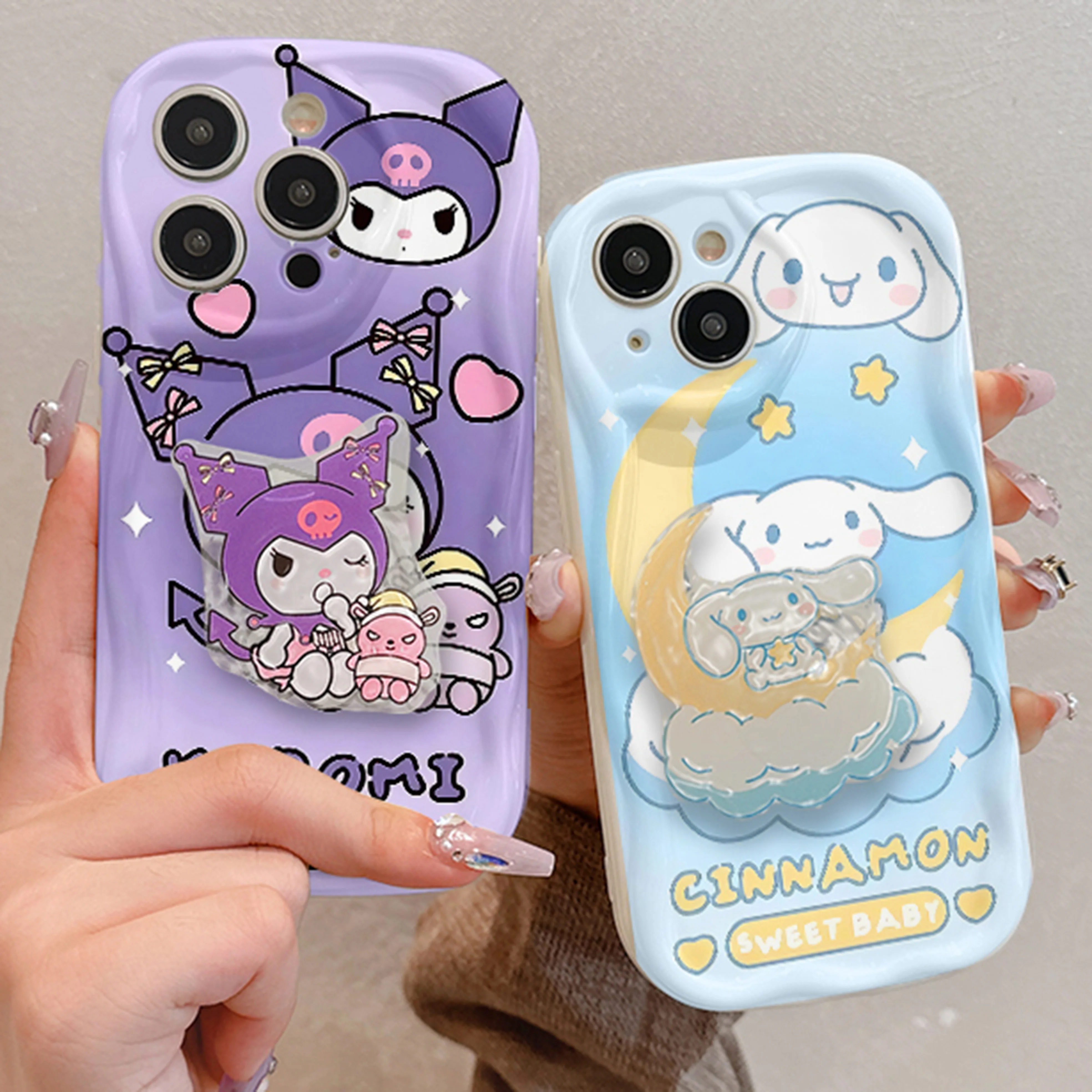 Милый чехол для телефона с объемными волнами Kuromis Hello Kitty для Samsung Galaxy S24 S23 S21 S20 FE Plus, ультра яркий мягкий силиконовый чехол-накладка