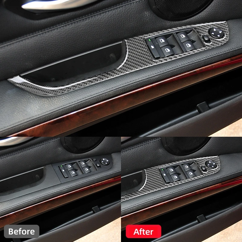 Для BMW 3 серии E90 2005-2012 автомобильные аксессуары углеродное волокно автомобильные окна переключатель панель управления рамка отделка крышка декоративная наклейка (art.: 3920c22d040ea) - 3920c22d040ea