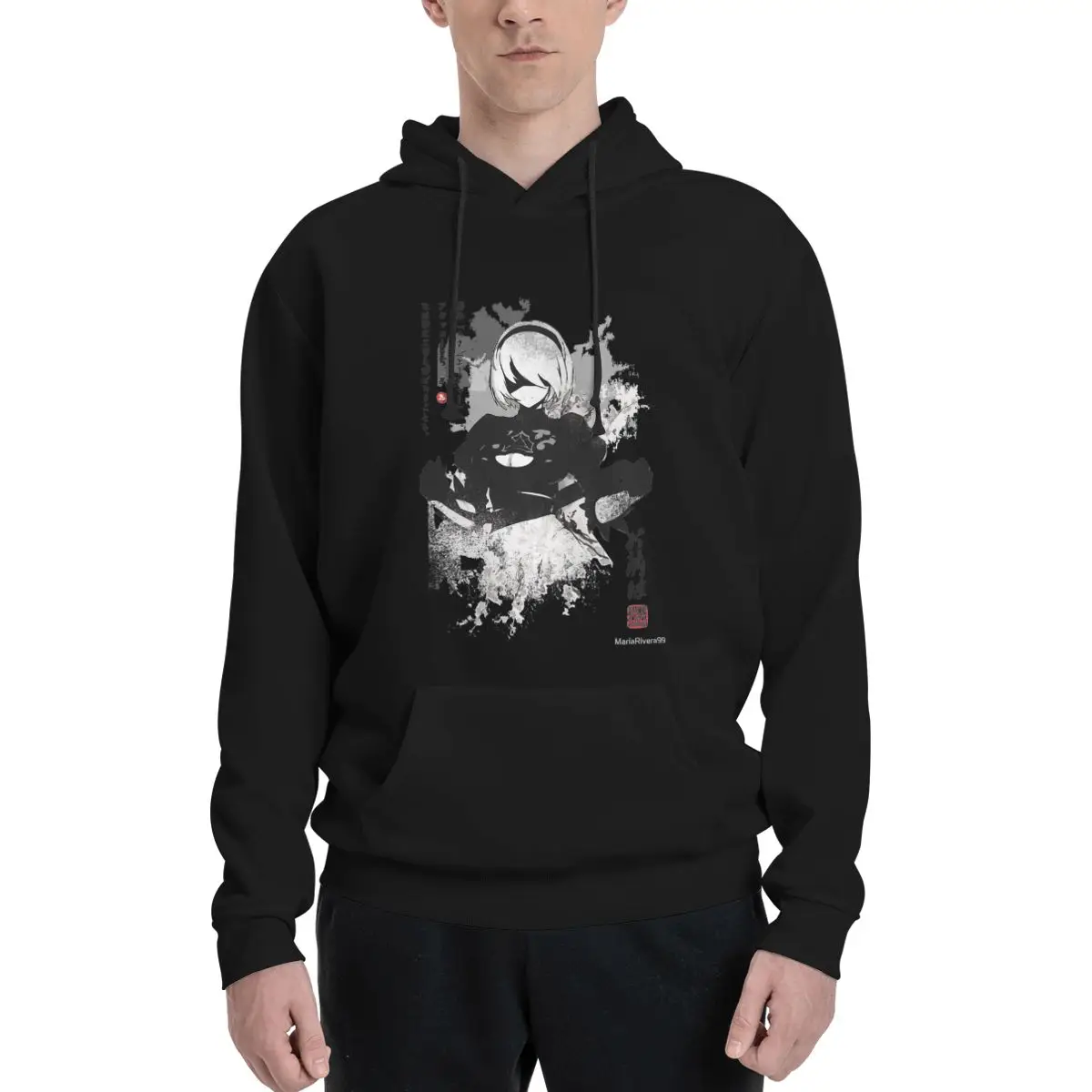 NieR Automata 2B Japan Ink Толстовки с капюшоном в стиле аниме Негабаритная флисовая куртка Женская толстовка