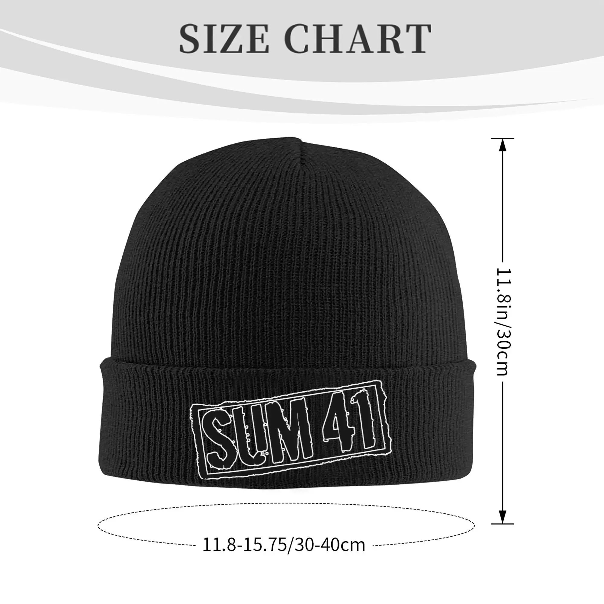 Фото Логотип рок-группы Sum 41, теплая зимняя шапка с манжетами для мужчин и женщин, вязаные шапки, шапки с капюшоном №2