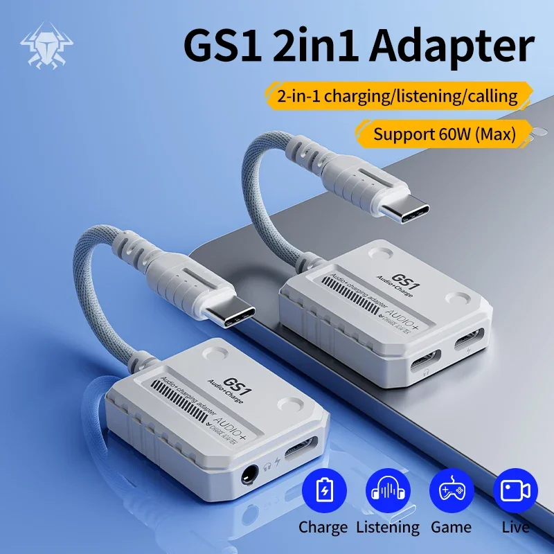 PLEXTONE-adaptador GS1 para auriculares tipo C, совместимый с Apple charging 2 en 1 PUBG, планшет iPad Pro/Mini 6/iPhone 15Pro