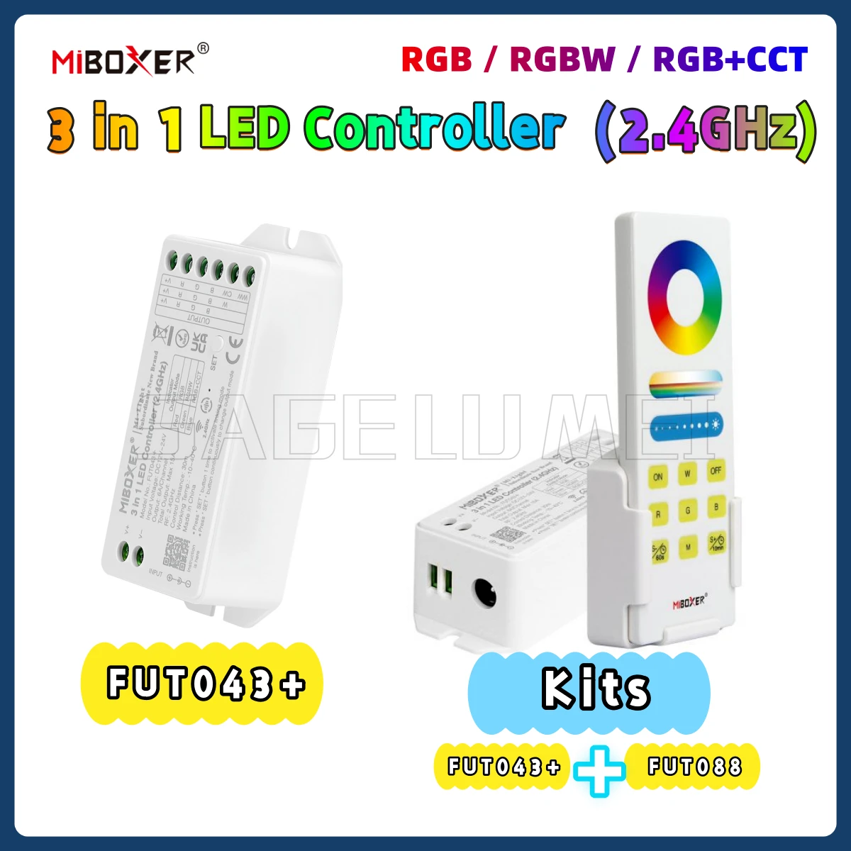 MiBoxer FUT043+ FUT043A+ Комплекты Контроллер светодиодных лент 3 в 1 RGB RGBW RGBCCT DC12-24V Умная система управления светодиодом 2,4 ГГц WiFi APP