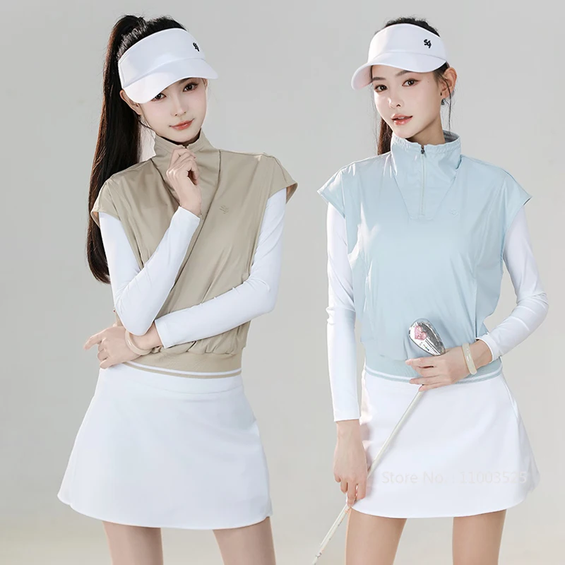 SG Golf женская рубашка с воротником на молнии женская искусственная двухсекционная футболка с длинными рукавами осенние новые спортивные юбки трапециевидной подкладкой для гольфа теннисная юбка