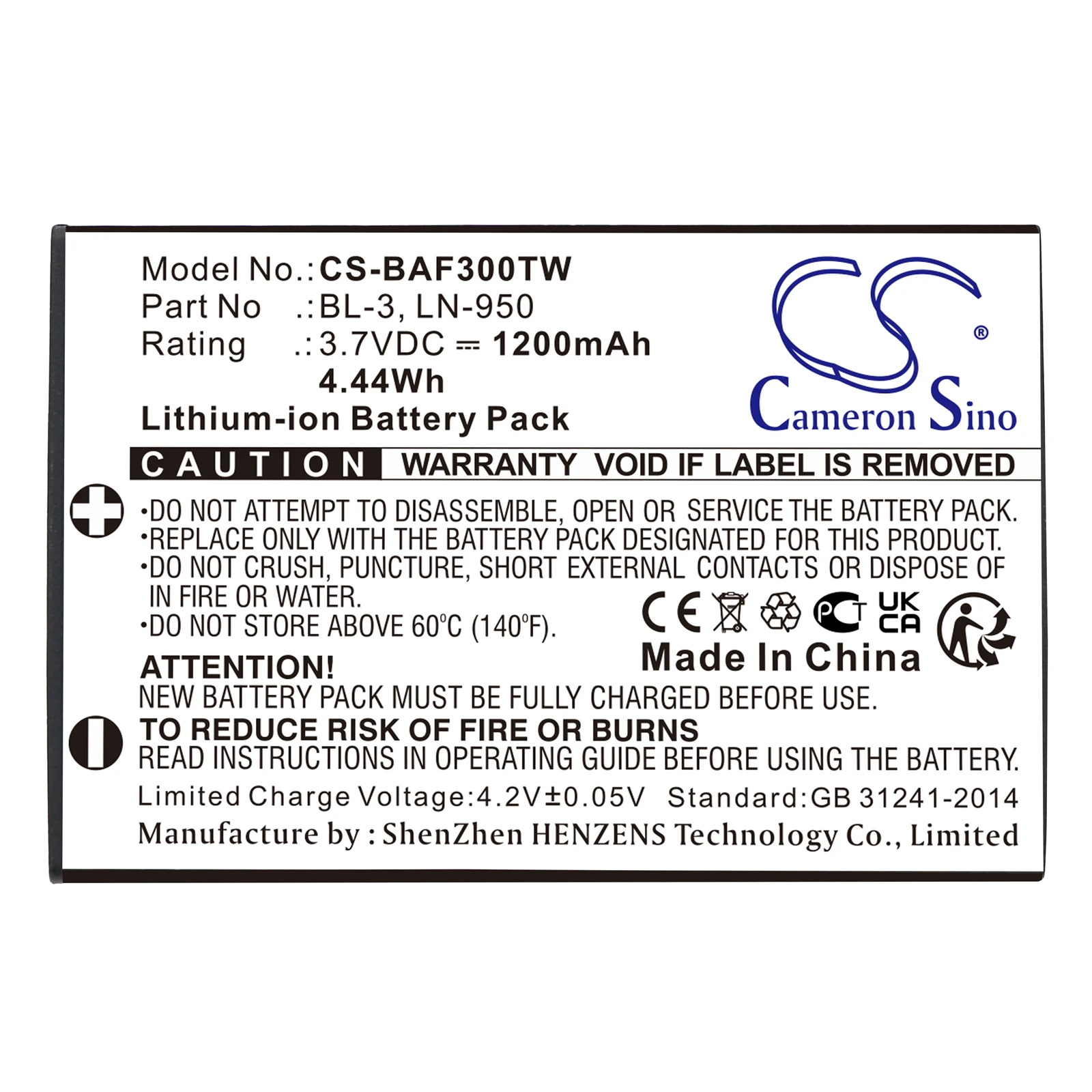 Аккумулятор для двусторонней радиосвязи Baofeng BL-3 INTEK LN-950 UV3R UV-3R BF-T6 KT-950EE Weierwei UV3R Yaesu VX3 1200 мАч4,44 Втч (art.: 3920cdebf60a9) - 3920cdebf60a9