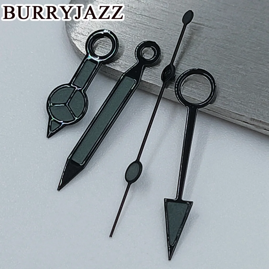 Фото Часы BURRYJAZZ NH34 NH34A GMT, черные/черные, серые, зеленые светящиеся стрелки №4