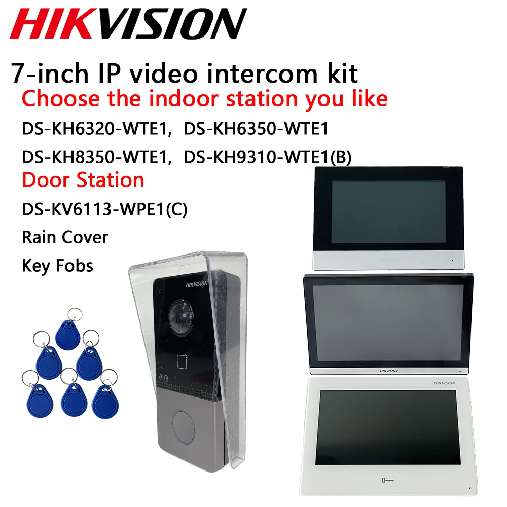 Hikvision 7-дюймовый комплект IP-видеодомофона DS-KH6320-WTE1 DS-KH6350-WTE1 DS-KH8350-WTE1 DS-KH9310-WTE1(B) DS-KV6113-WPE1(C) В помещении