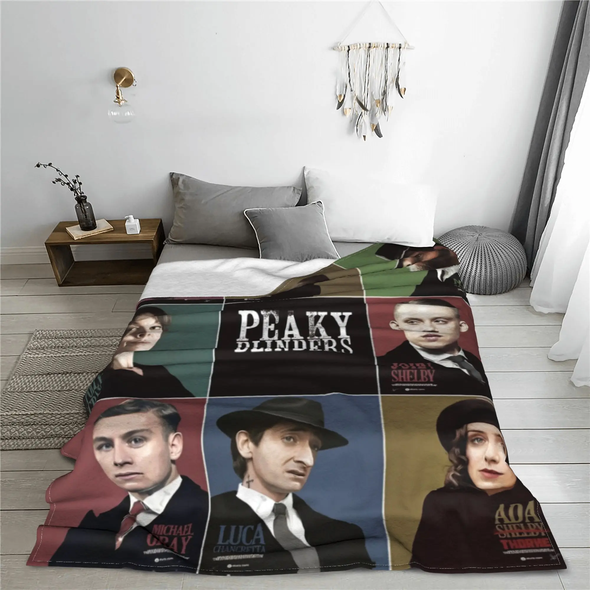 Фото Одеяло с персонажами P-Peaky, флисовое украшение, Tommy Shelby, сериал, дышащее теплое одеяло, одеяло для дивана, спальни №2