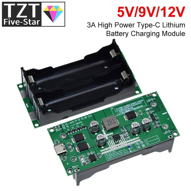 Устройство для быстрой зарядки TZT Type-C 15 Вт, 3 А, устройство для быстрой зарядки/18650 телефон, повышающий преобразователь 5 В, 9 В, 12 В