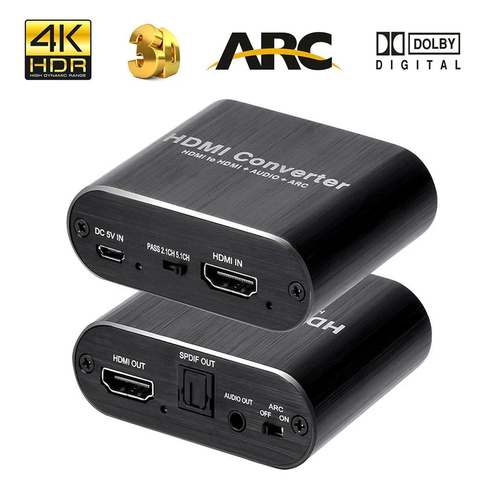 HD-MI аудио экстрактор 4K 60Hz HD-MI 2,0 аудио экстрактор ARC сплиттер 5,1 Ch HD-MI toslink аудио конвертер для PS5 Xbox серии