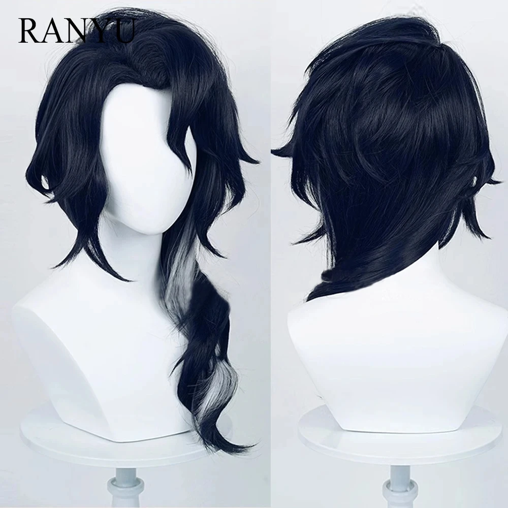 RANYU Genshin Impact Pantalone парики Game Regrator косплей синтетический длинный прямой синий белый смешанный парик из волос для вечеринки