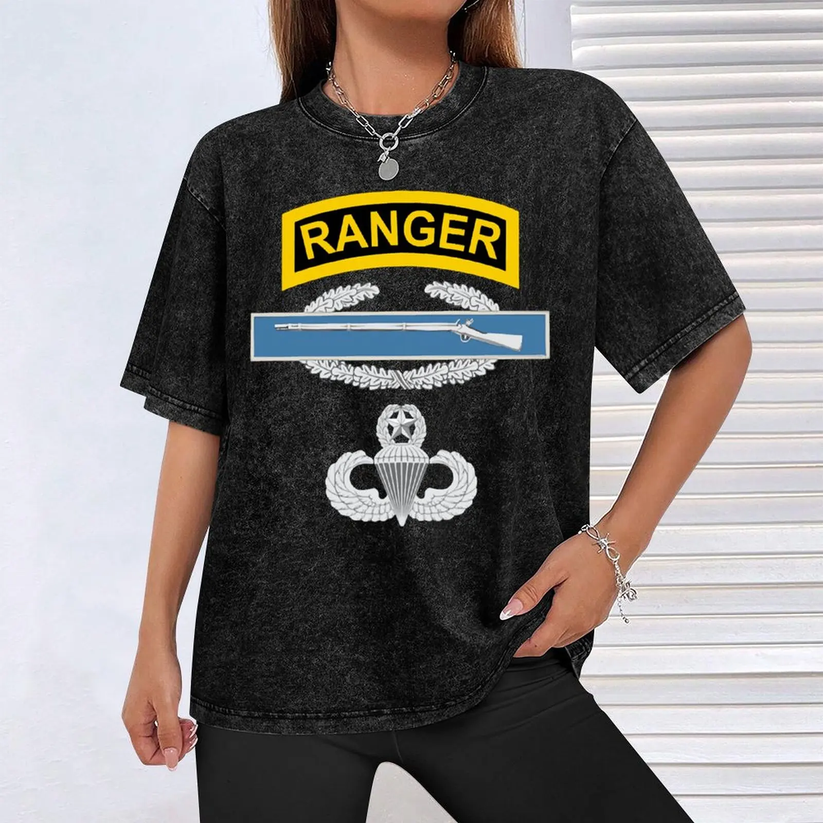 Фото Футболка Ranger CIB Airborne Master, заготовки, одежда в стиле хиппи, подарки для парня, летний топ, мужские футболки с рисунком в стиле хип-хоп №4