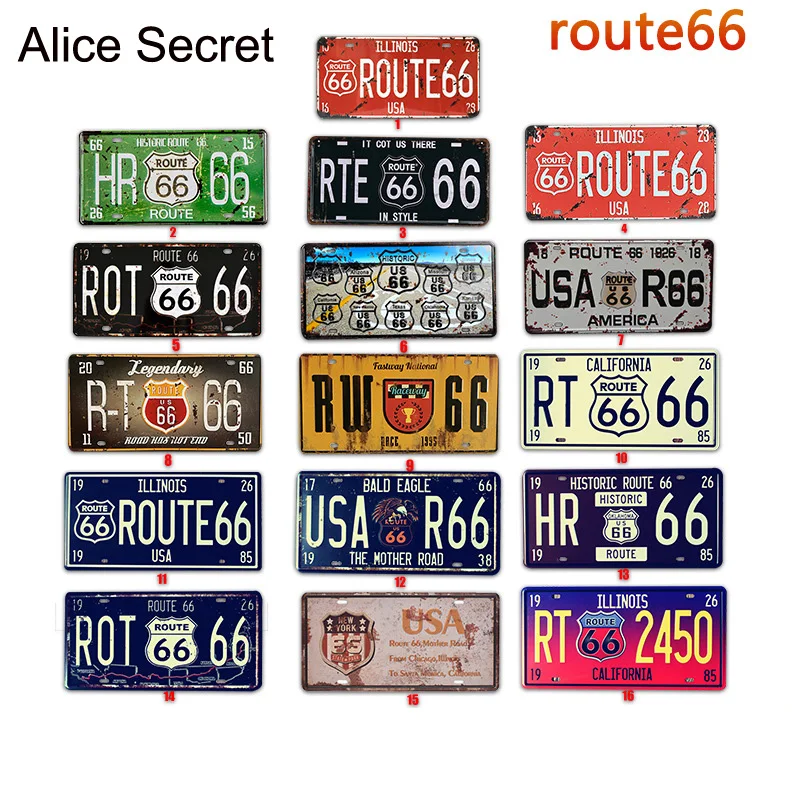 № Автомобиля металлическая пластина винтажный Декор США Route 66 жестяной знак Бар Паб гараж металлические знаки декоративное металлическое искусство бара металлическая табличка 15x30 см