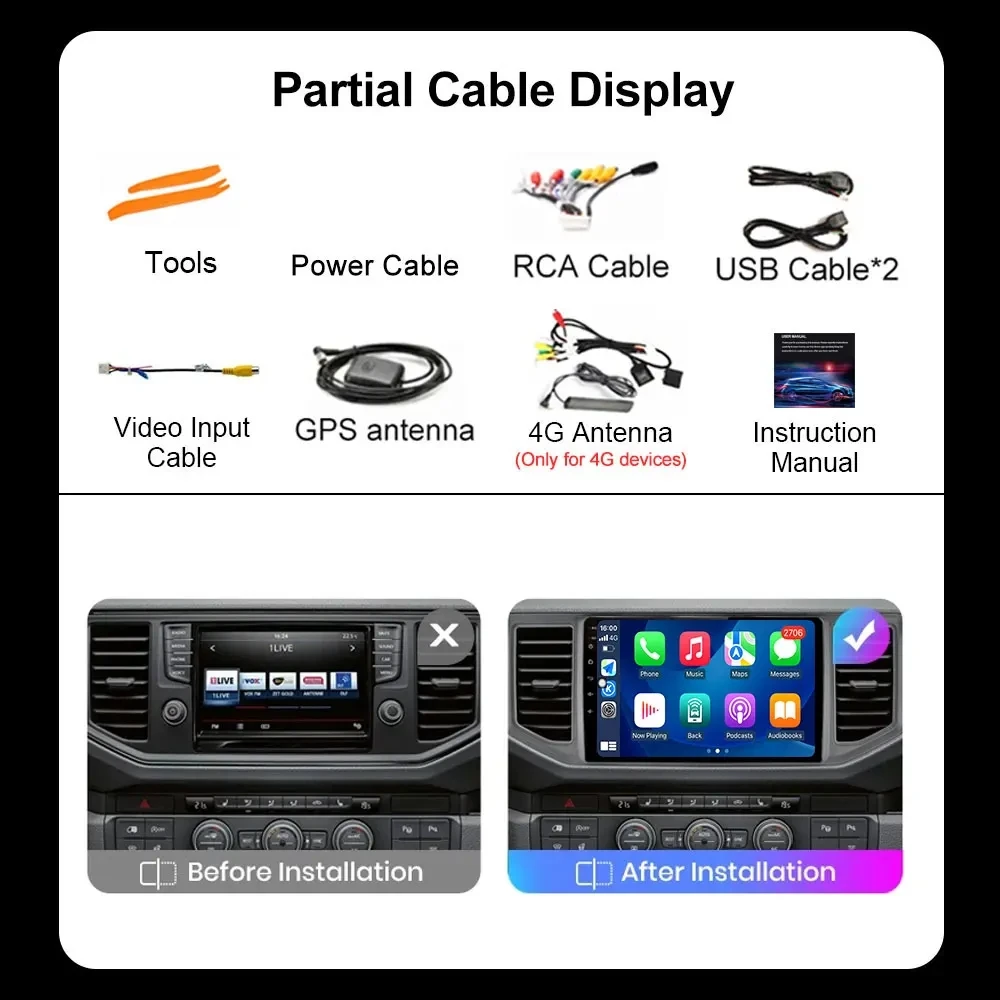 Беспроводное радио CarPlay Android Auto для Volkswagen Crafter 2017-2021 5G Wi-Fi Автомобильные мультимедийные инструменты для GPS-навигации (art.: 3920ca274af84) - 3920ca274af84