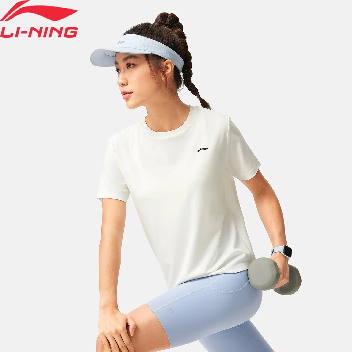 Li-Ning Женская тренировочная футболка для фитнеса AT DRY FREEZE 43%Вискоза 41% Нейлон 11% Модал 5% Спандекс Подкладка Свободные футболки ATSV044