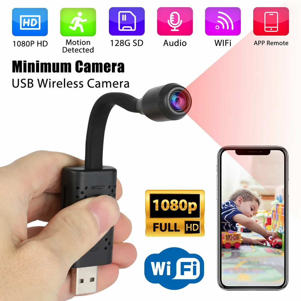 Беспроводная IP-камера с дистанционным управлением, 1080P, USB