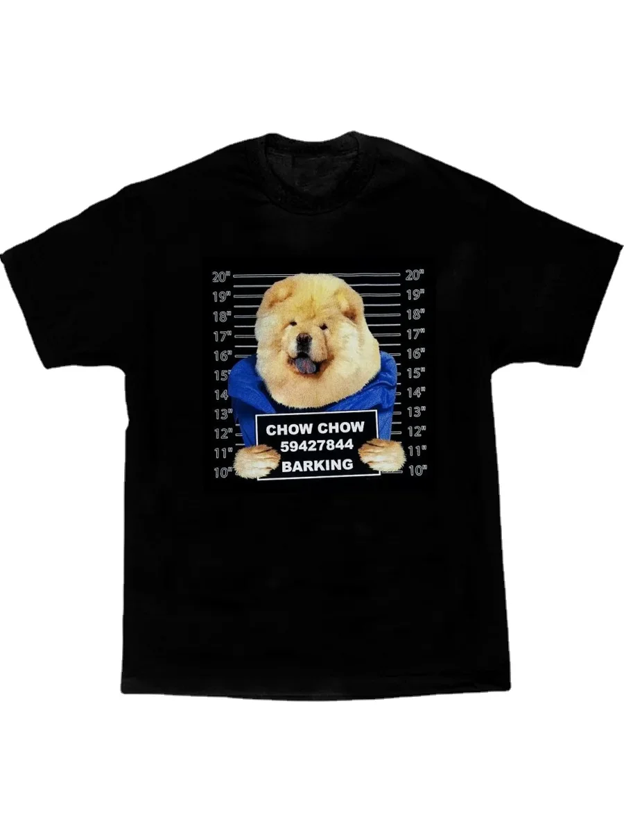 Мужская футболка с принтом Funny Dog Art Chow Chow Mug Shot. Летняя хлопковая футболка унисекс с короткими рукавами и круглым вырезом, новинка S-3XL (art.: 3920cefa47c89) - 3920cefa47c89