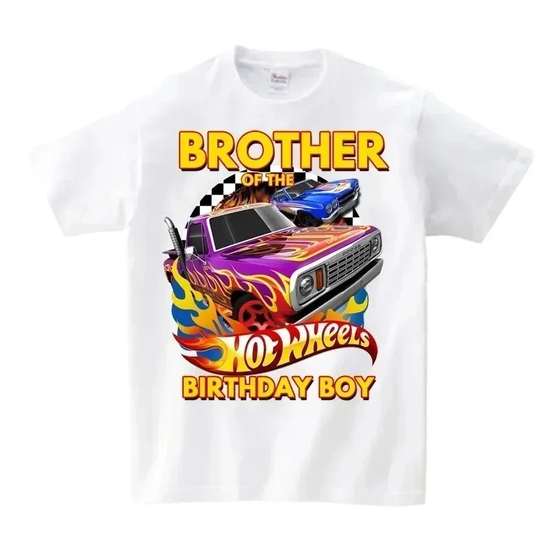 Футболка Hotwheels для мужчин и женщин, рубашка для дня рождения, семейная одежда, с мультяшным принтом, Детская футболка, наряд с именем на заказ