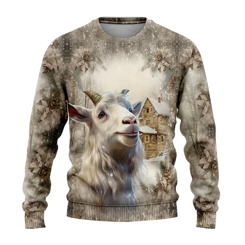 Farm Animal Graphic Sweatshirts Fashion Donkey Sheep Chicken Cow Ugly Christmas Sweater Harajuku Fashion Unisex Y2k Pullovers