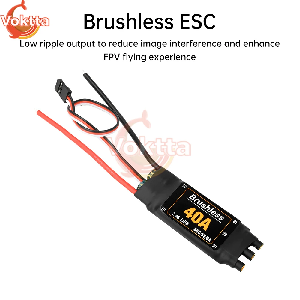 Фото 40A ESC Бесщеточный электрический контроль 2-4S ESC Контроллер скорости с 5V3A UBEC подходит для RC FPV квадрокоптера Модель с неподвижным крылом №4
