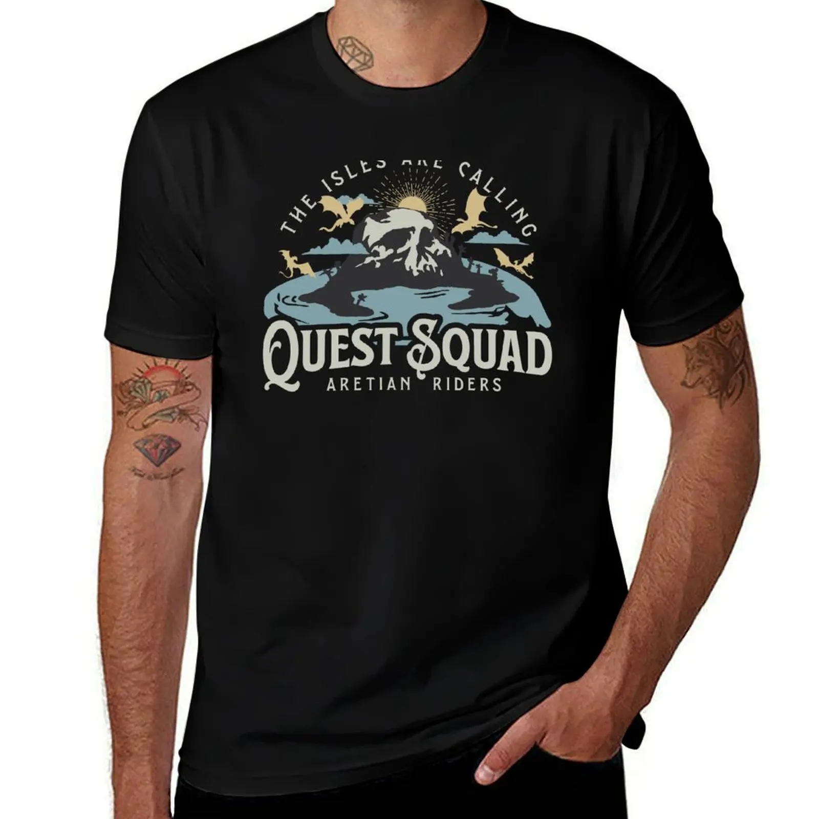 Футболка The Isles Are Calling Quest Squad, черные летние топы, модные рубашки, мужские футболки