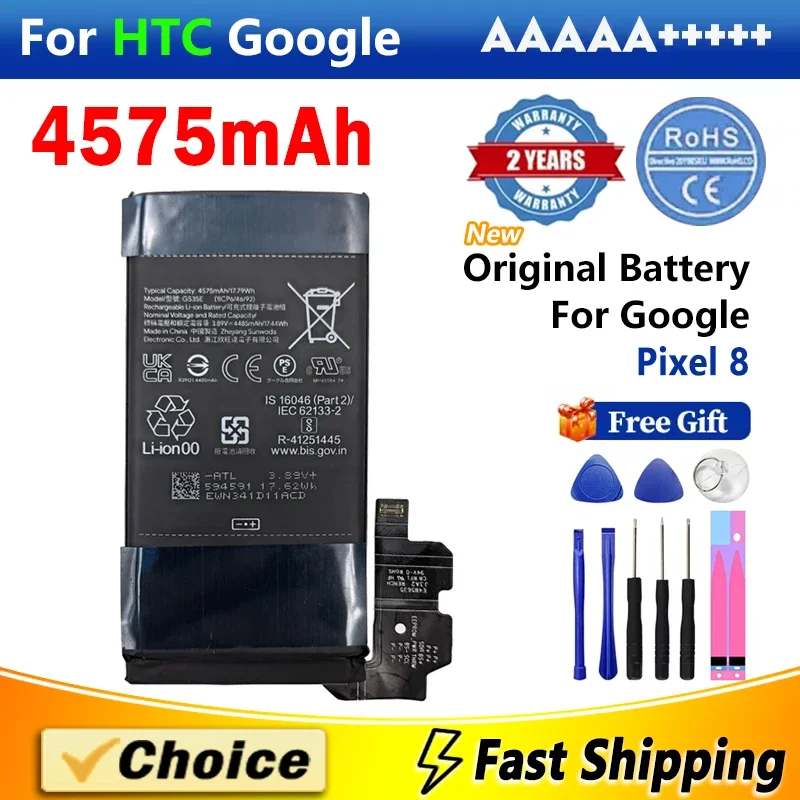 1 шт., 4575 мАч, оригинальный аккумулятор для HTC Google Pixel 8,GS35E AAA +, новый сменный литиевый аккумулятор для телефона + инструменты