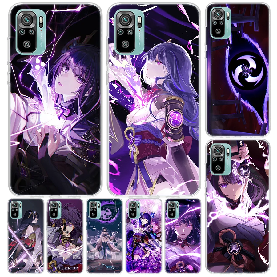 Мягкий ударопрочный чехол Raiden Shogun Genshin для Xiaomi Redmi Note 10 10S 9 9S 9T 8 8T 11 11S 11T 11E 12 Pro Plus 7 6 5