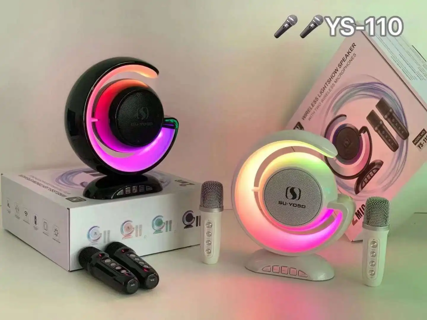 Беспроводной Bluetooth-динамик YS110, караоке, домашний кинотеатр, двойной микрофон, мини-музыкальная шкатулка, TF/USB/переменный звук, многофункциональная