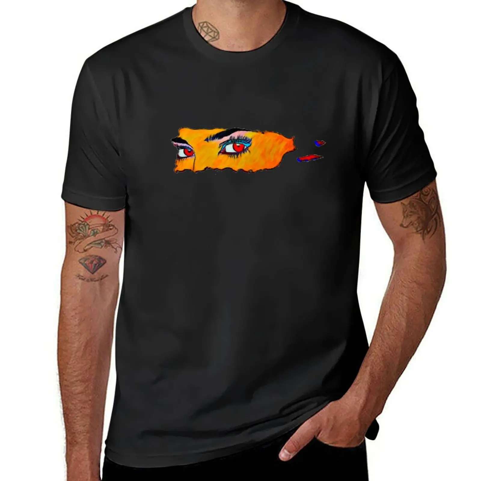 Летние черные мужские футболки Eyes Of The Taino