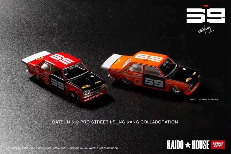 Фото Мини-дом KaidoHouse #003 004 1:64 Nissan Datsun 510, открытая крышка из литого сплава, коллекционные модели автомобилей, подарки №2
