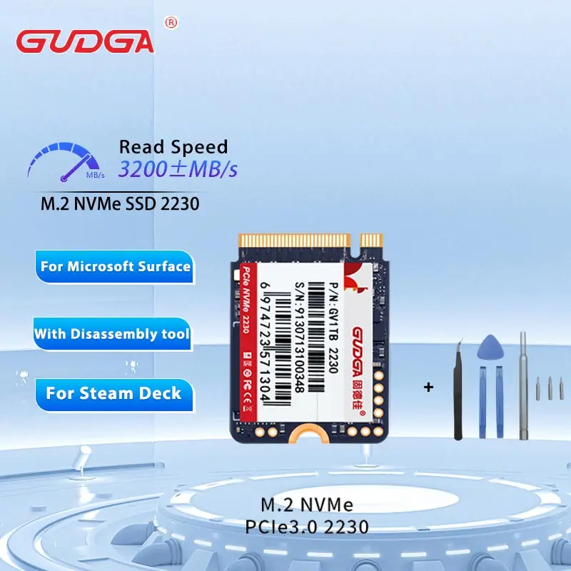 Внутренний жесткий диск GUDGA Nvme 2230 1 ТБ 512 ГБ с установочным инструментом PCIE3.0x4 SSD M2 для палубы Microsoft поверхности ноутбука