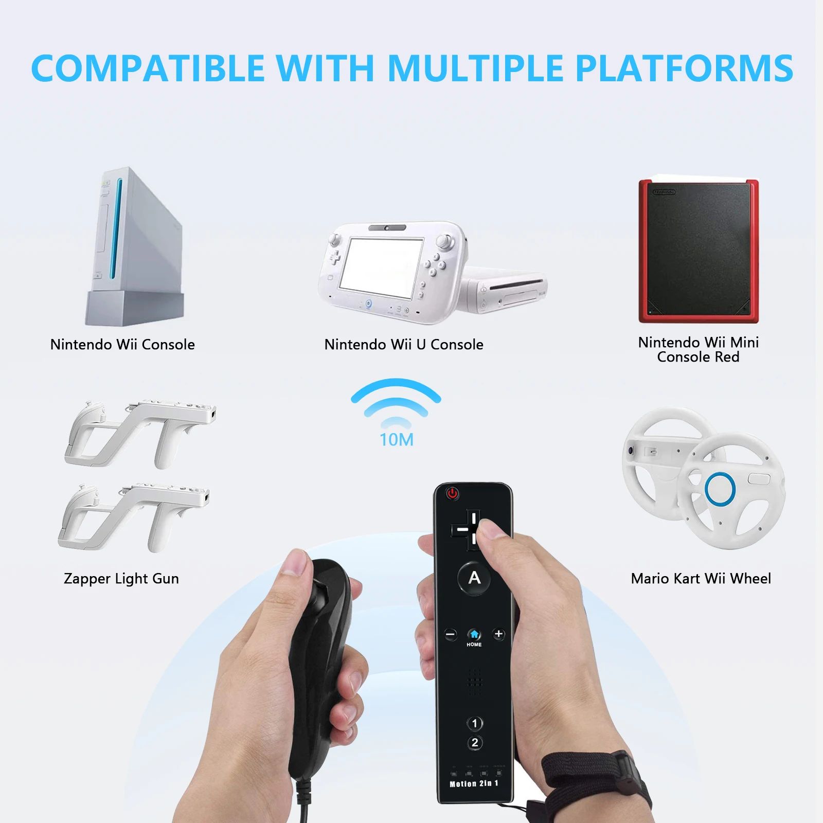 Беспроводной геймпад Nunchunk для Nintendo Wii, 2 комплекта, с силиконовым датчиком движения (art.: 3920c1cb8d6fd) - 3920c1cb8d6fd